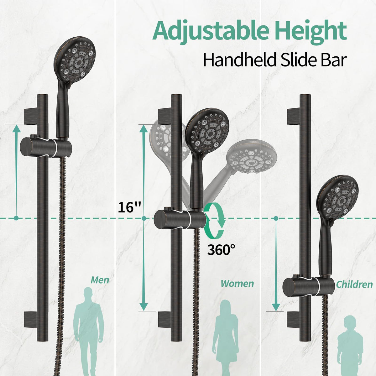 10" Shower Faucet Set with Shower Slide Bar,Oil Rubbed Bronze