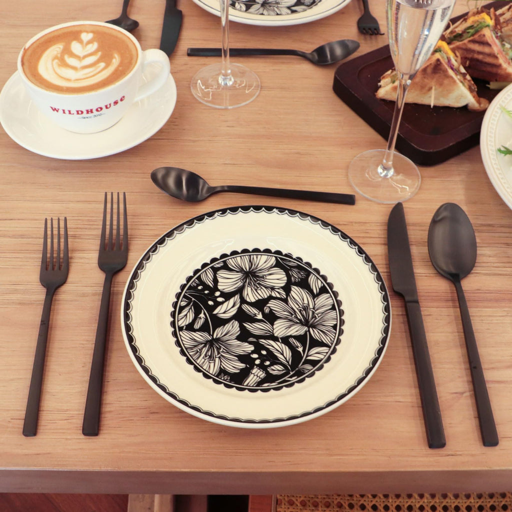 Black Silverware Set with Cuboid Handle 20-Piece Service for 4