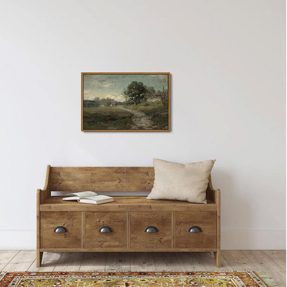 Framed Vintage Landscape Wall Art French Country Cottage Natural Scenery Oil Painting Canvas Prints Farmhouse Fall