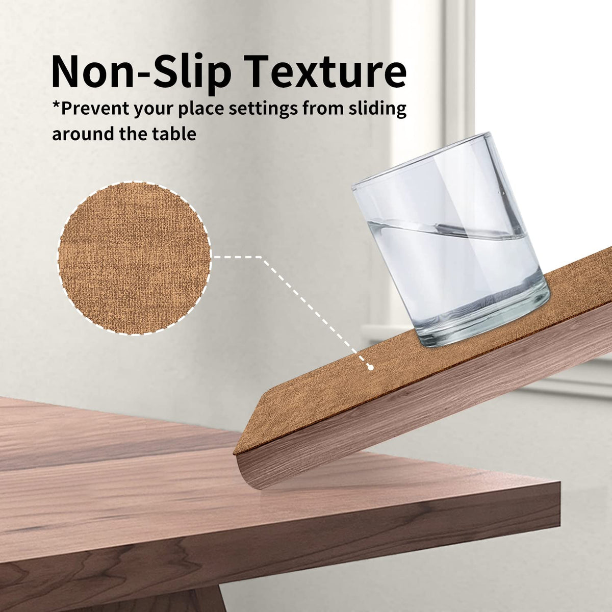 Faux Leather Placemats Set of 6, Easy to Clean, Brown