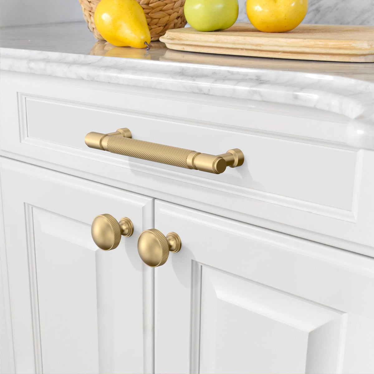 6 Pack Champagne Bronze knurled Cabinet Pulls 6.3"