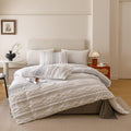 Tufted Black Comforter Set Jacquard Bedding Shabby Chic Farmhouse Bed Sets