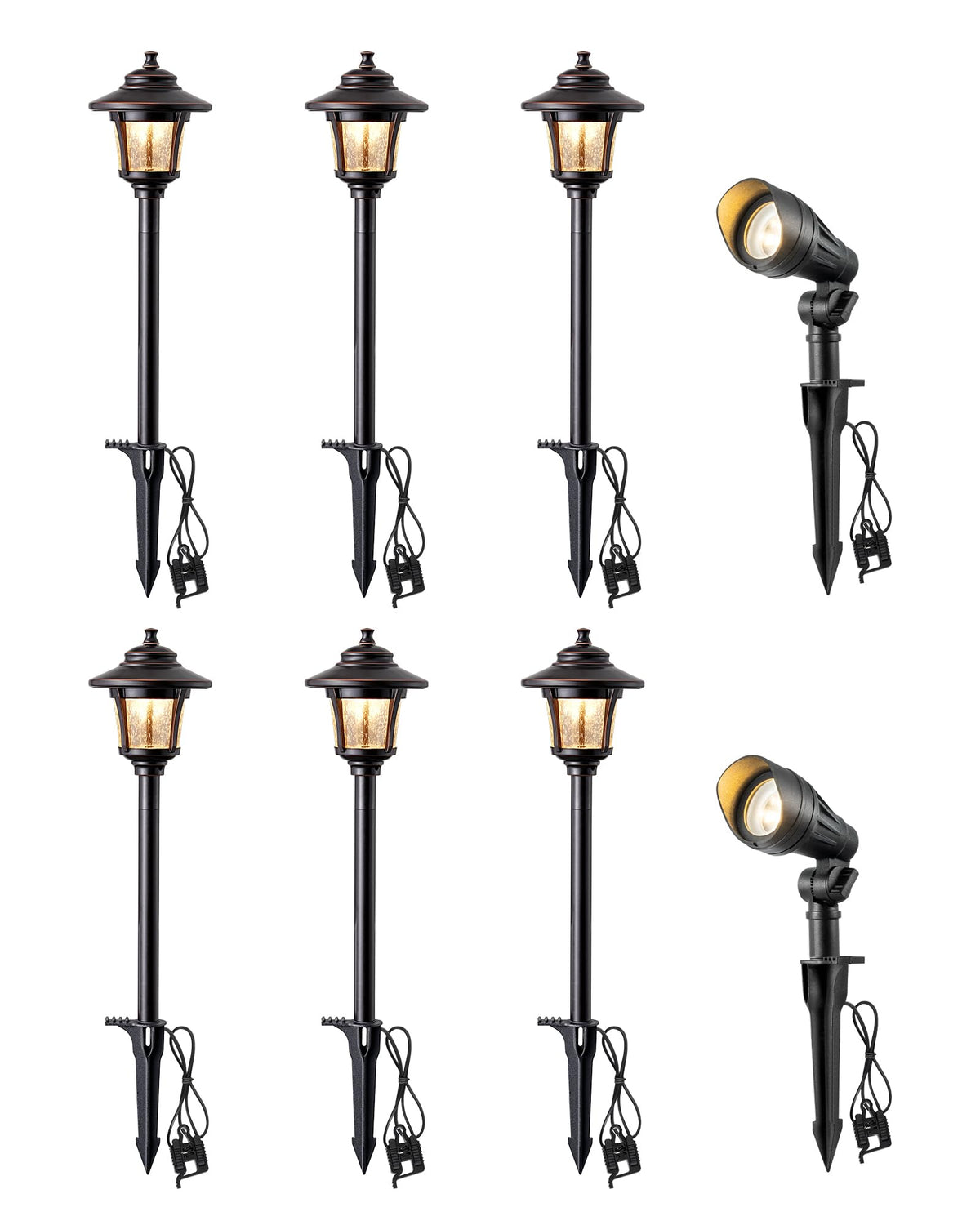 3W 120LM LED Pathway Lights & 3.2W 240LM Spotlights Kit