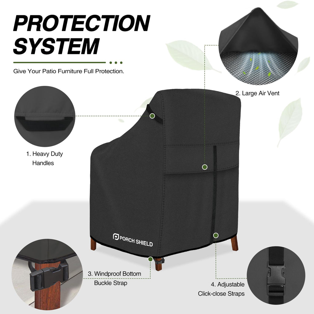 Patio Stackable Chair Cover 27W x 36D x 46H inch, Black