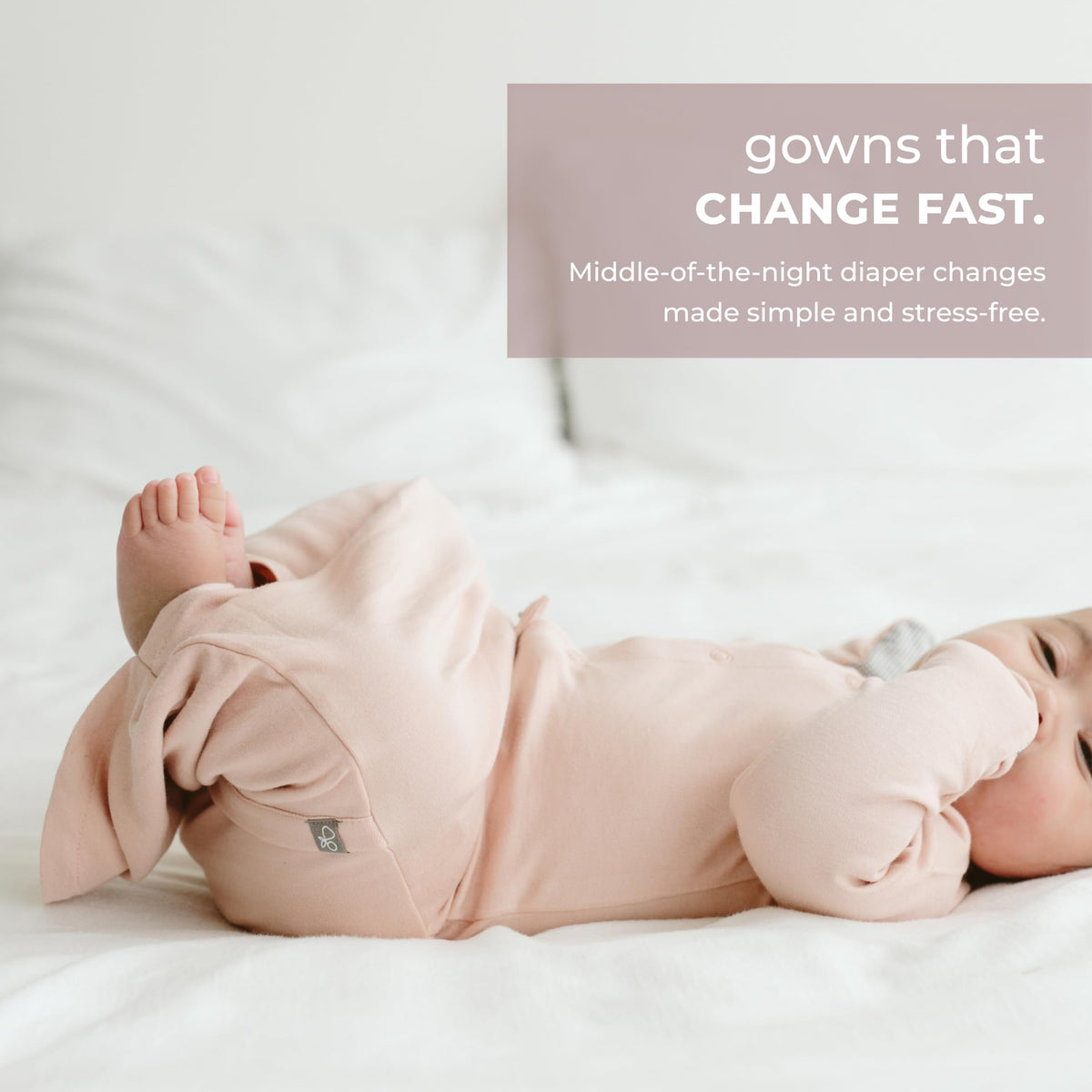 Baby Gown Convertible Sleeper Soft Organic Cotton, Rose