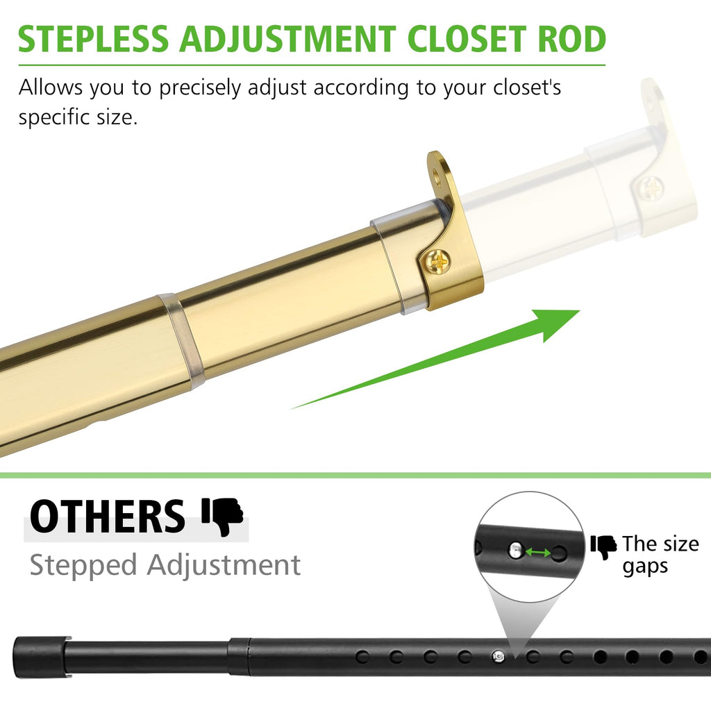 Oval Closet Rod for Hanging Clothes 18.2 to 31 Inch, Includes End Supports, Adjustable Wardrobe Tube, Heavy Duty