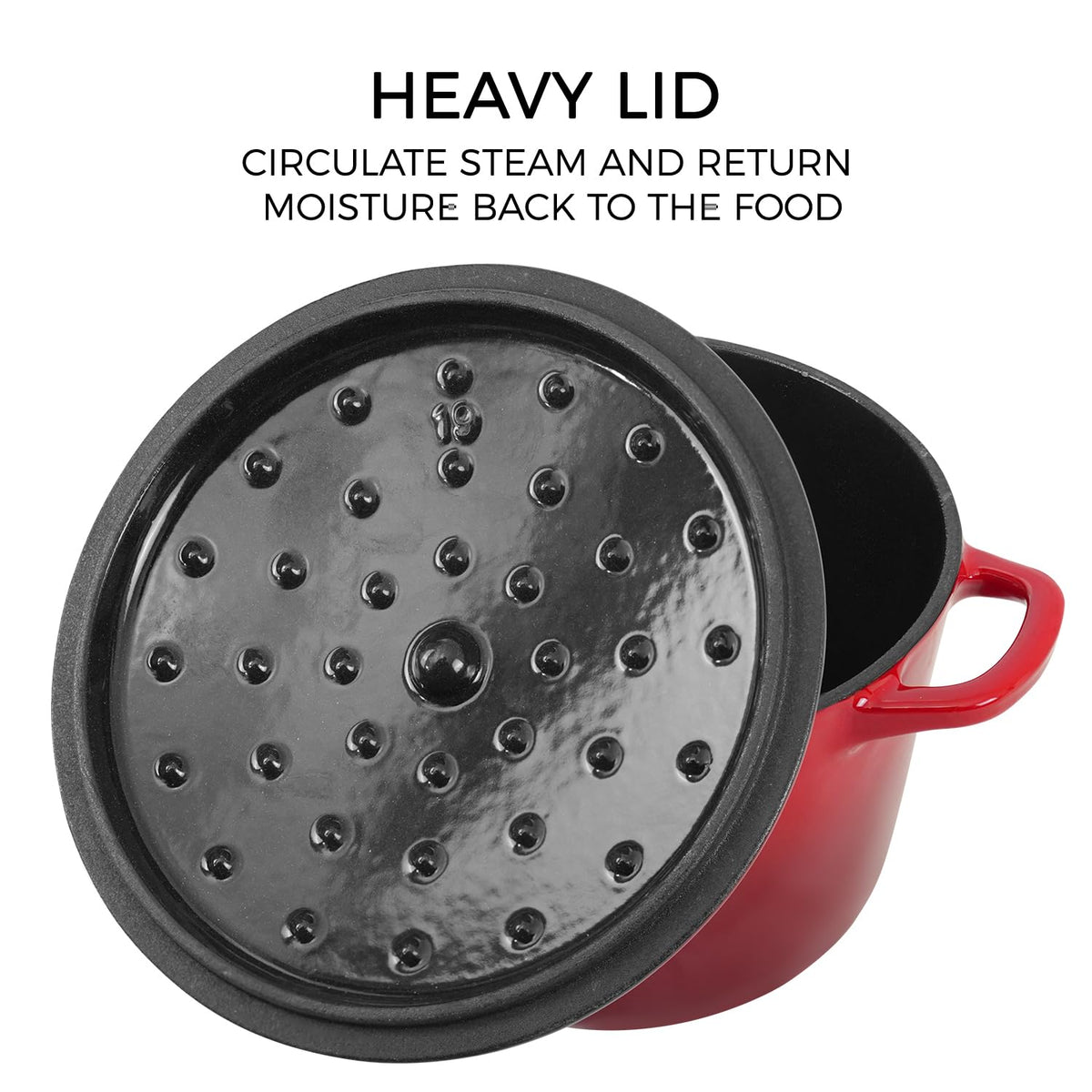 Dutch Oven Pot with Lid 2.8 Qt Cast Iron Dutch Oven for Bread Baking, Red Enameled Cast Iron Soup Pot, Small Deep
