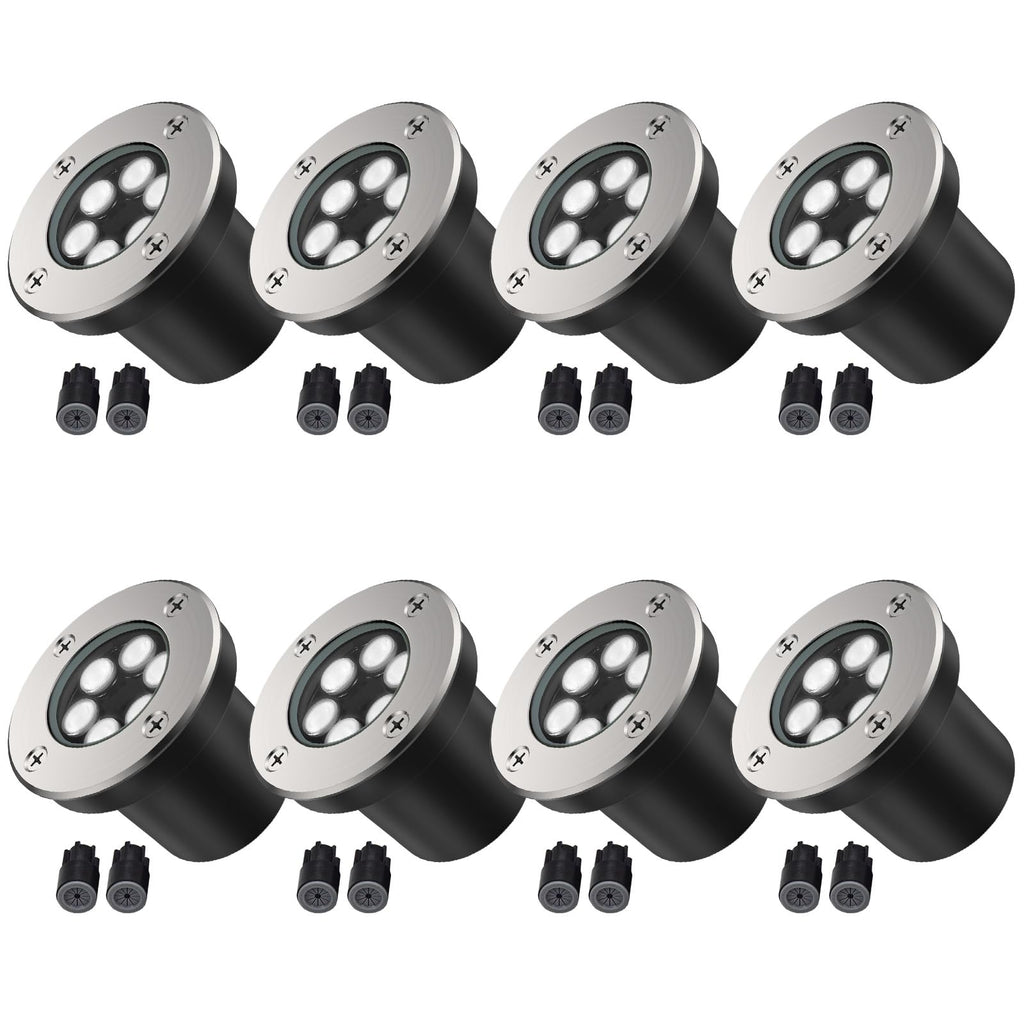 8 Pack Low Voltage Landscape Lights, 6000K LED Well Lights
