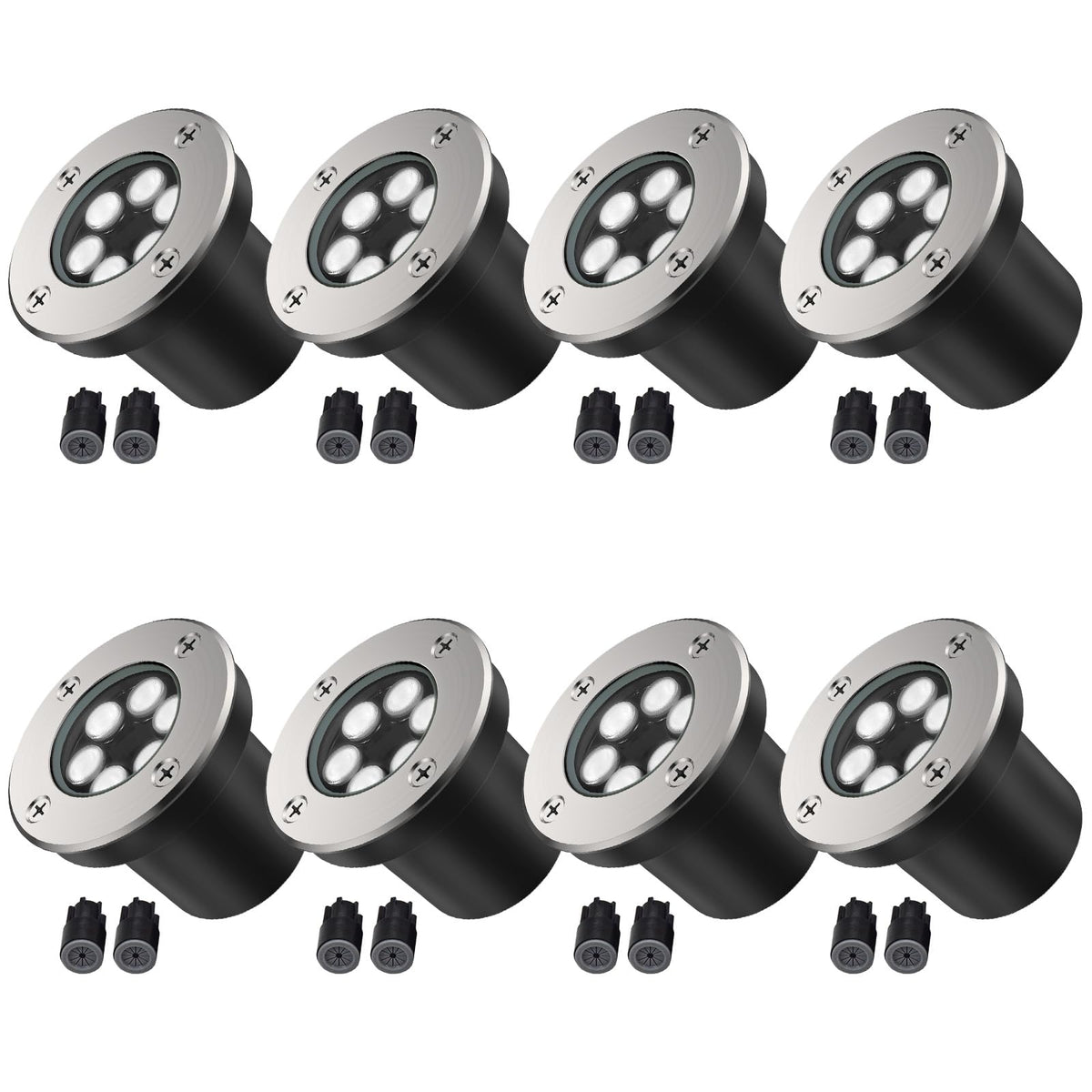 8 Pack Low Voltage Landscape Lights, 6000K LED Well Lights