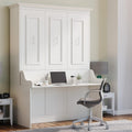 Queen Murphy Bed with Desk | Engineered and Solid Wood Construction | Smooth Painted Finish - No Melamine Used