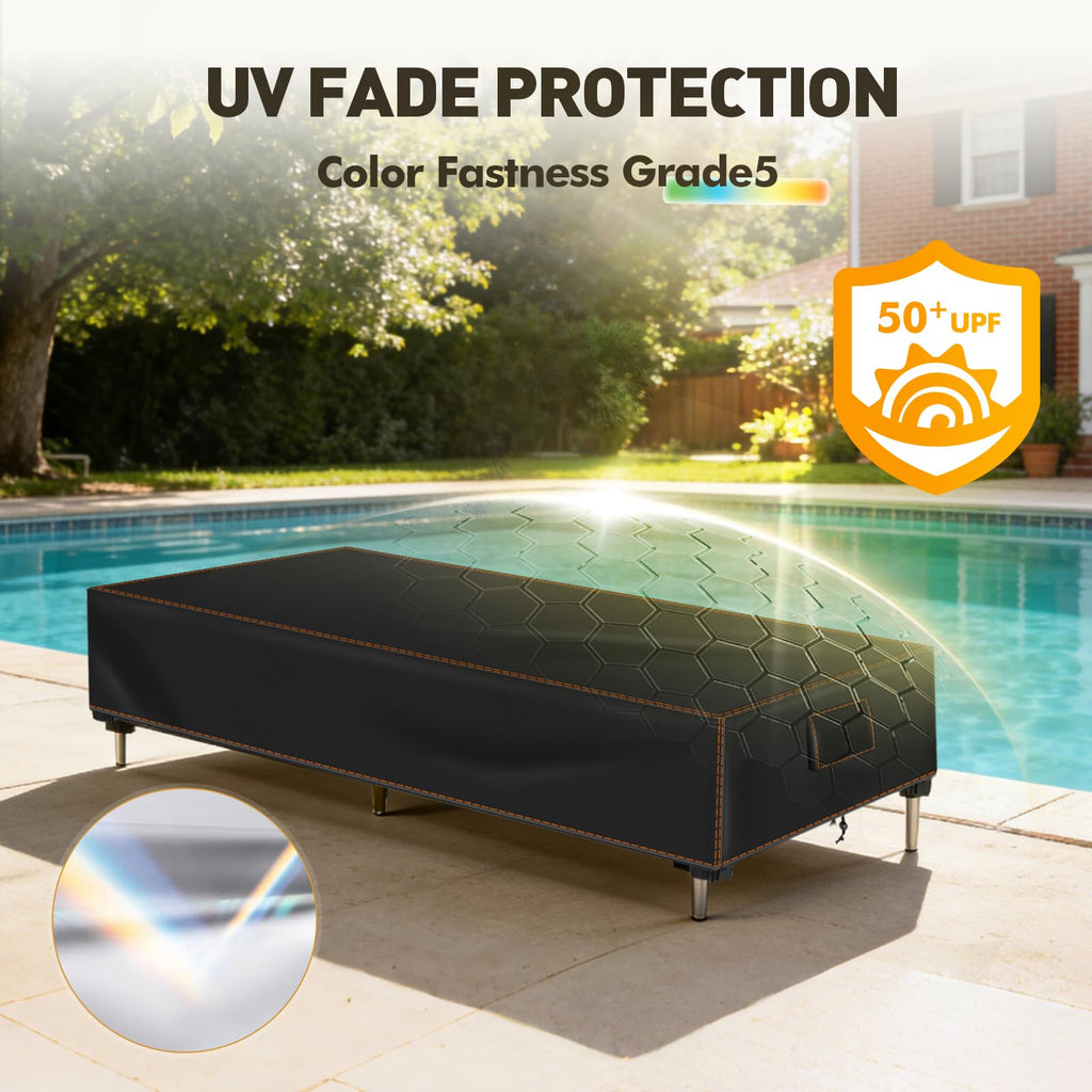 Outdoor Chaise Lounge Cover 2 PCS, 78" L x 26" W x 12" H, Black