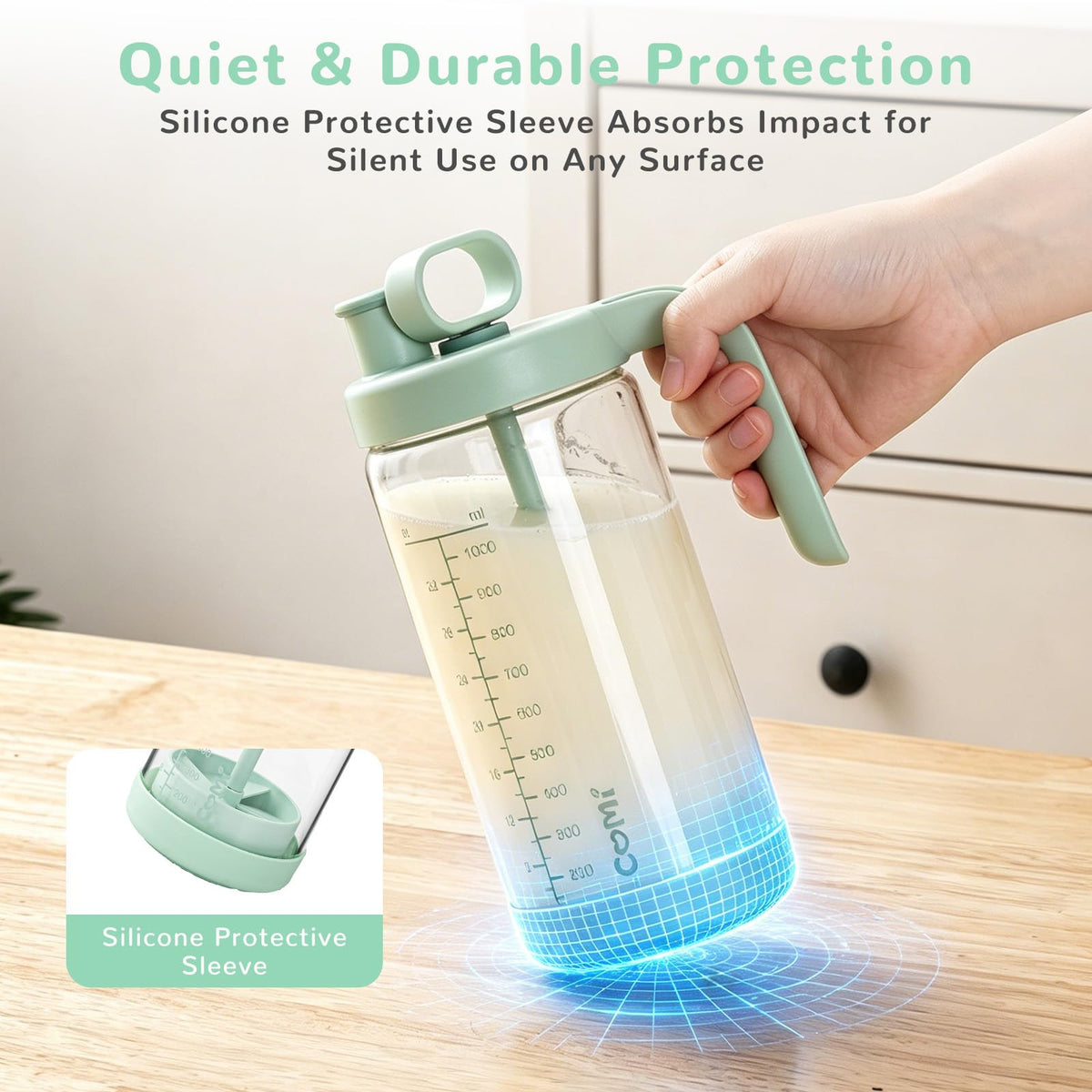 Glass Breast Milk Pitcher, Formula Mixing Pitcher, 32oz Green