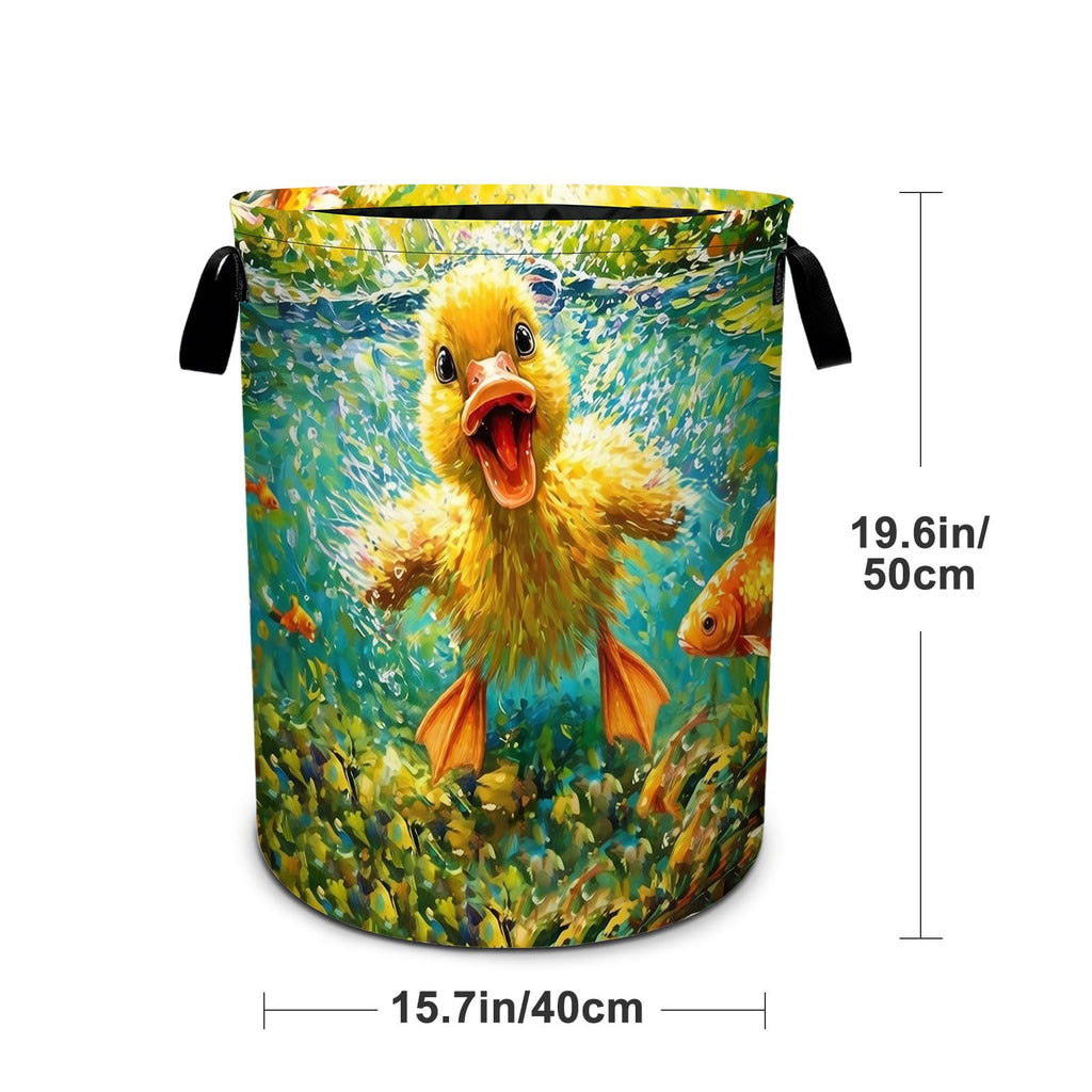 Duck Fish Laundry Basket Foldable Laundry Hamper With Handles Clothes Storage Bucket Organizer Laundry Bag Bathroom