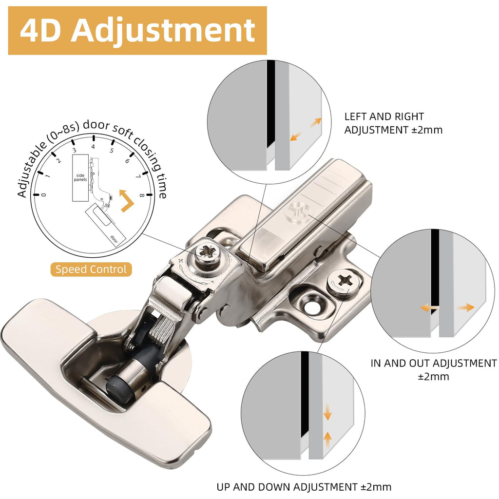 10 Pack Frameless Inset Soft Close Cabinet Hinges