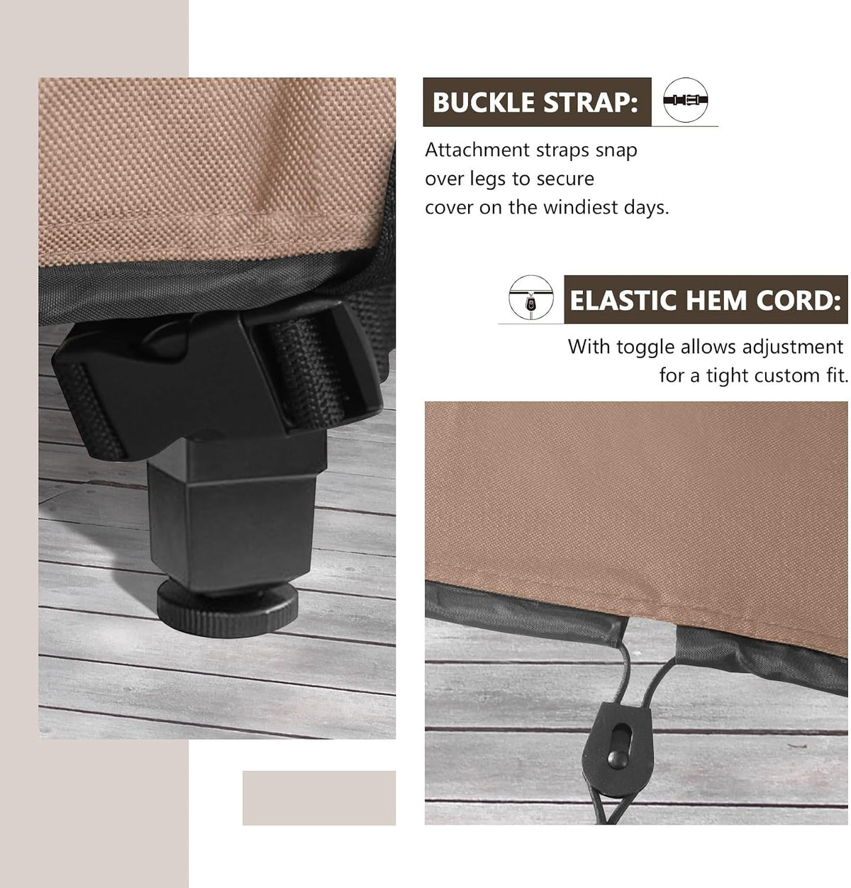 Rectangular Patio Heavy Duty Table Cover - 600D Tough Canvas Waterproof Outdoor Dining Table and Chairs General