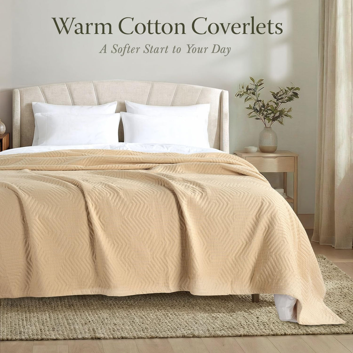 Luxury Cotton Blankets for Queen Size Bed | All-Season 100% Cotton Queen Size Blanket | Aster Jacquard Cozy