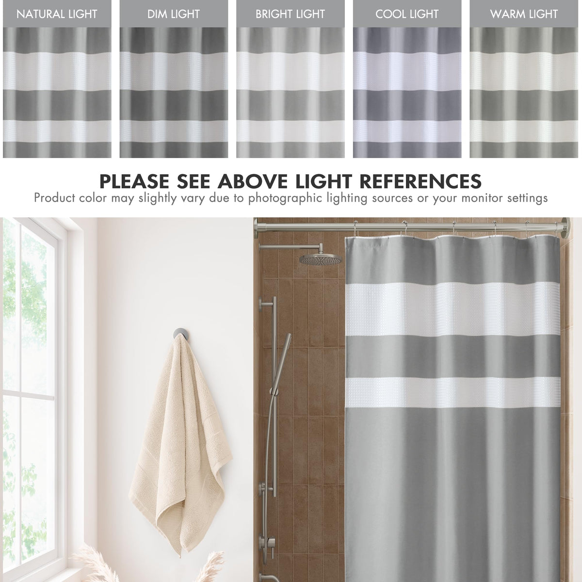 Spa Waffle Stall Shower Curtain, 54 x 78", Grey