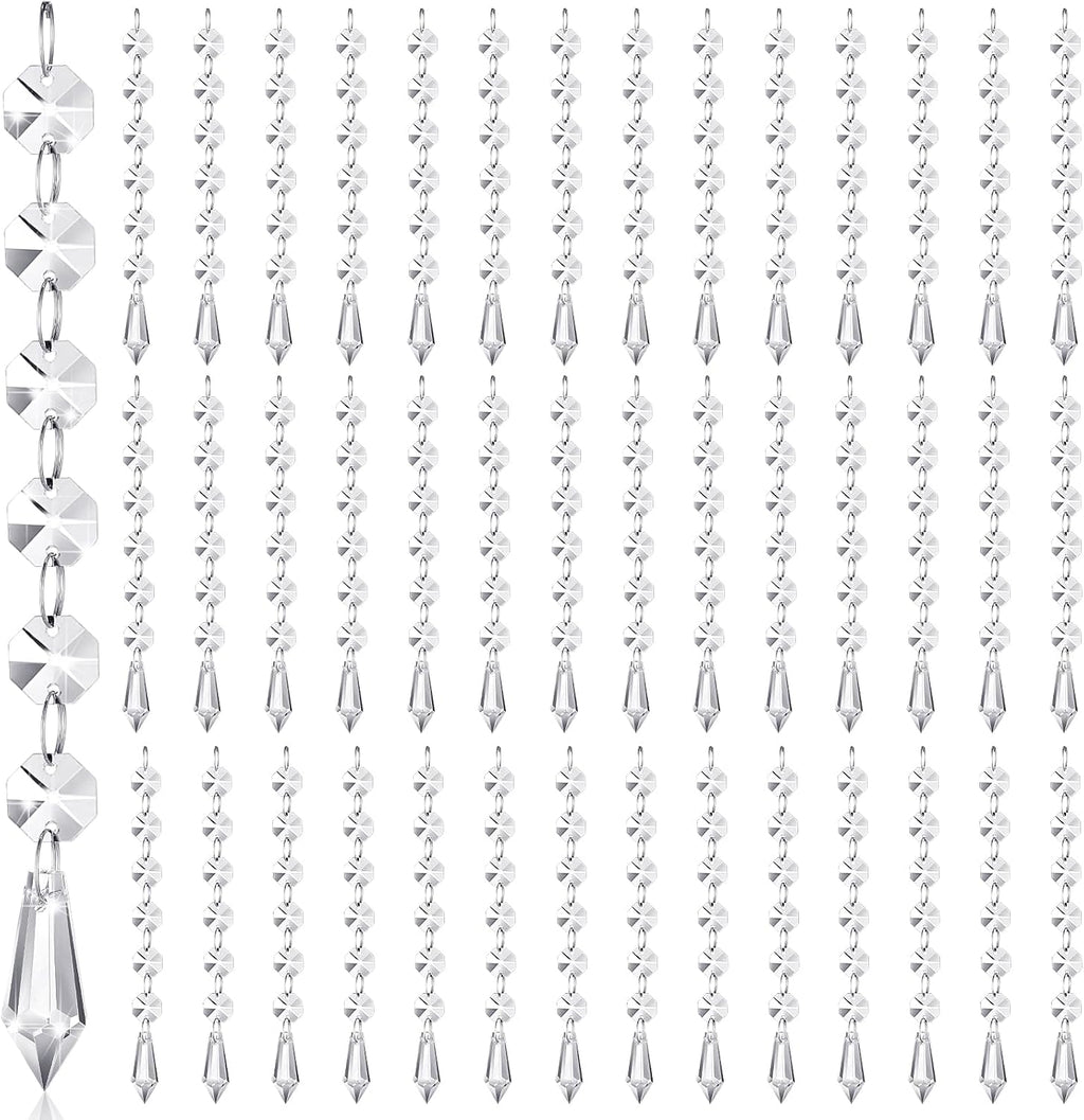 100 Pcs Acrylic Hanging Crystals for Centerpieces Chandelier Clear Crystal Garland Strands Ornament Acrylic Clear