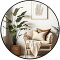 Black Round Mirror 20 Inch, Wall Circle Mirror, Matte Framed