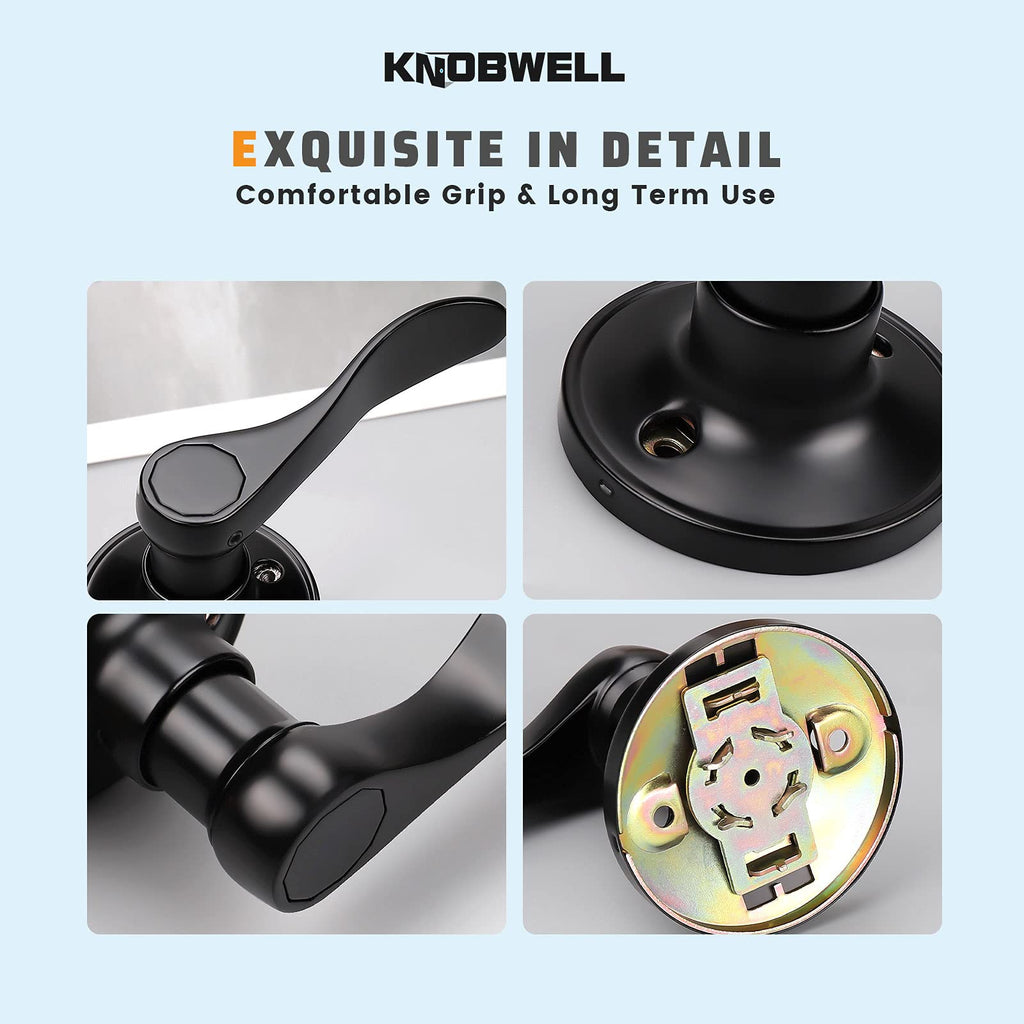 10 Set Dummy Lever Door Handles with a Black Finish, No-Functioning Pull Only Door Leversets(10 Left + 10 Right)