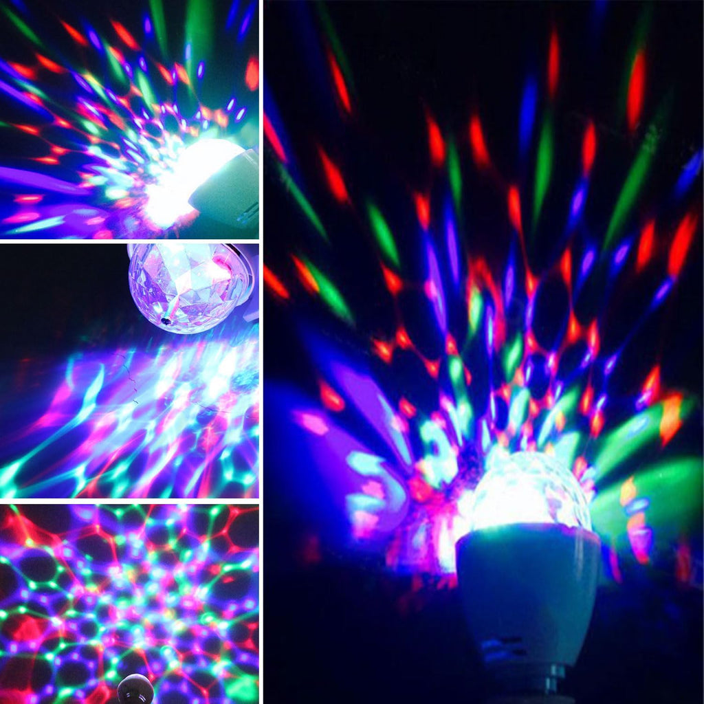LED Light Bulb, Sound Activated Rotating Magic Light Colorful Disco Light Bulb, Strobe AC 85-265V E26/E27 RGB