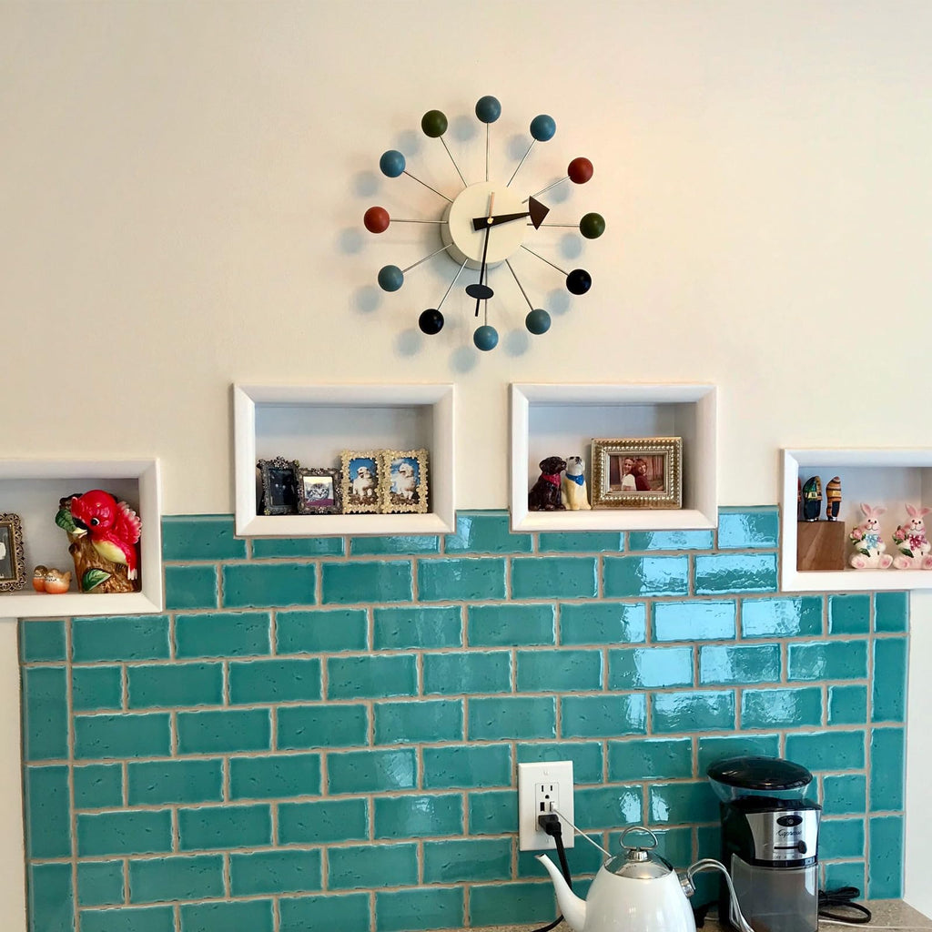Inspired Nelson Style Modern Mid Century Retro Design Wood Wall Ball Clock Multicolor