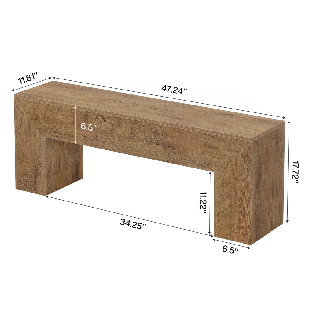 47'' Wooden Entryway Bench, Farmhouse Entry Bench Seat, Indoor End of Bed Bench with Storage Capability, Easy