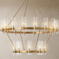 48" 24-Light Gold Large Wagon Wheel Glass Chandelier