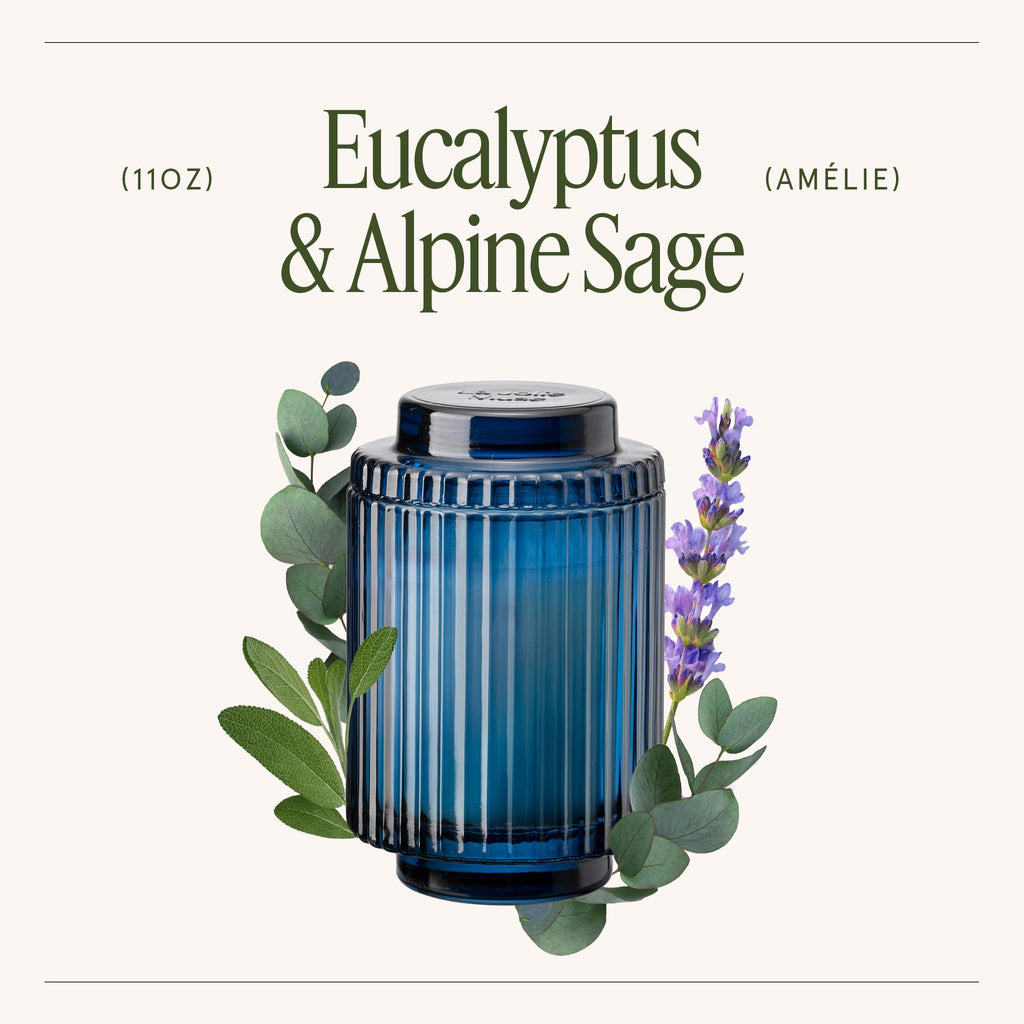 Eucalyptus Sage Fresh Scented Candles, Soy Wax, 11oz