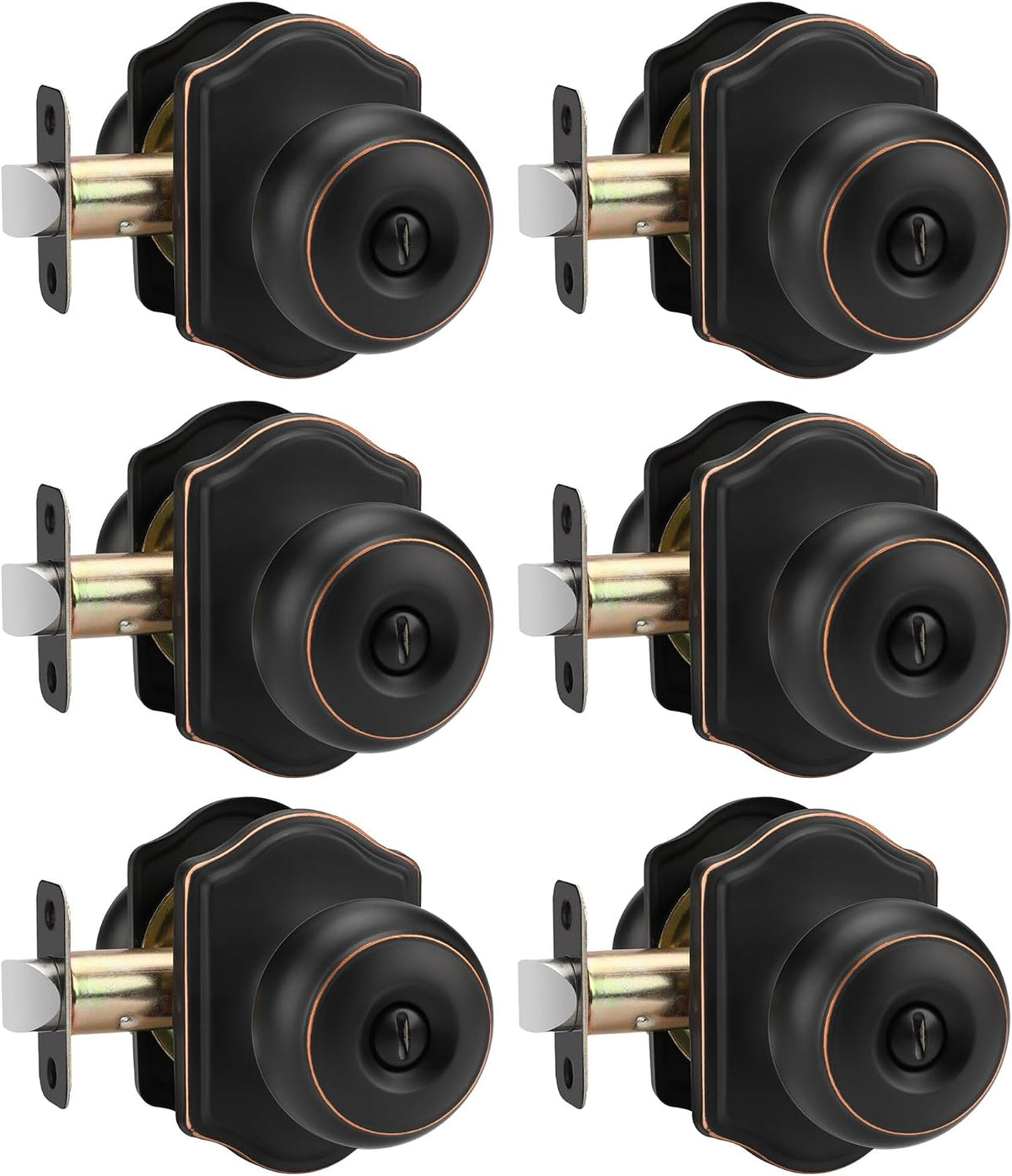 Oil Rubbed Bronze Door Knobs Interior, Bedroom Door Knob & Bathroom Classic, Bronze Interior Door Knobs 6 Pack
