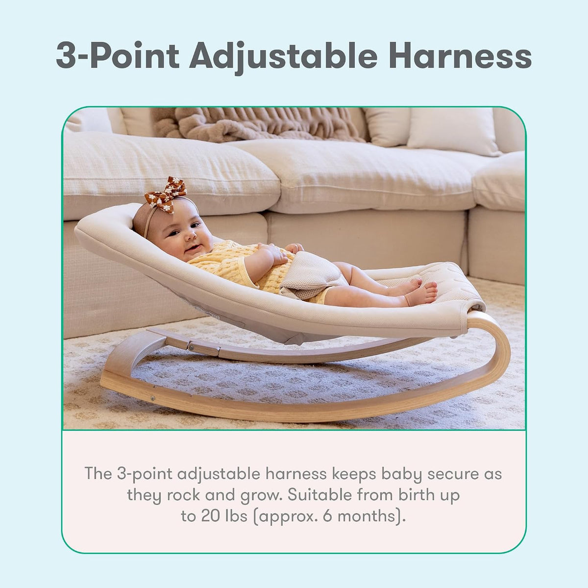 Rocker, Breathable & Washable, Natural Wood Frame