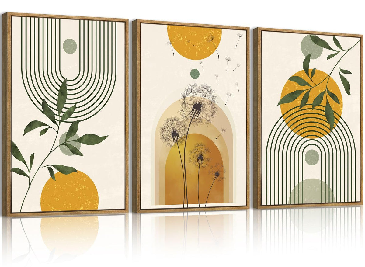 Boho Fall Minimalist Canvas Wall Art 24x36 Inch Dandelion Plant Wall Decor Modern Geometric Artwork Abstract Line
