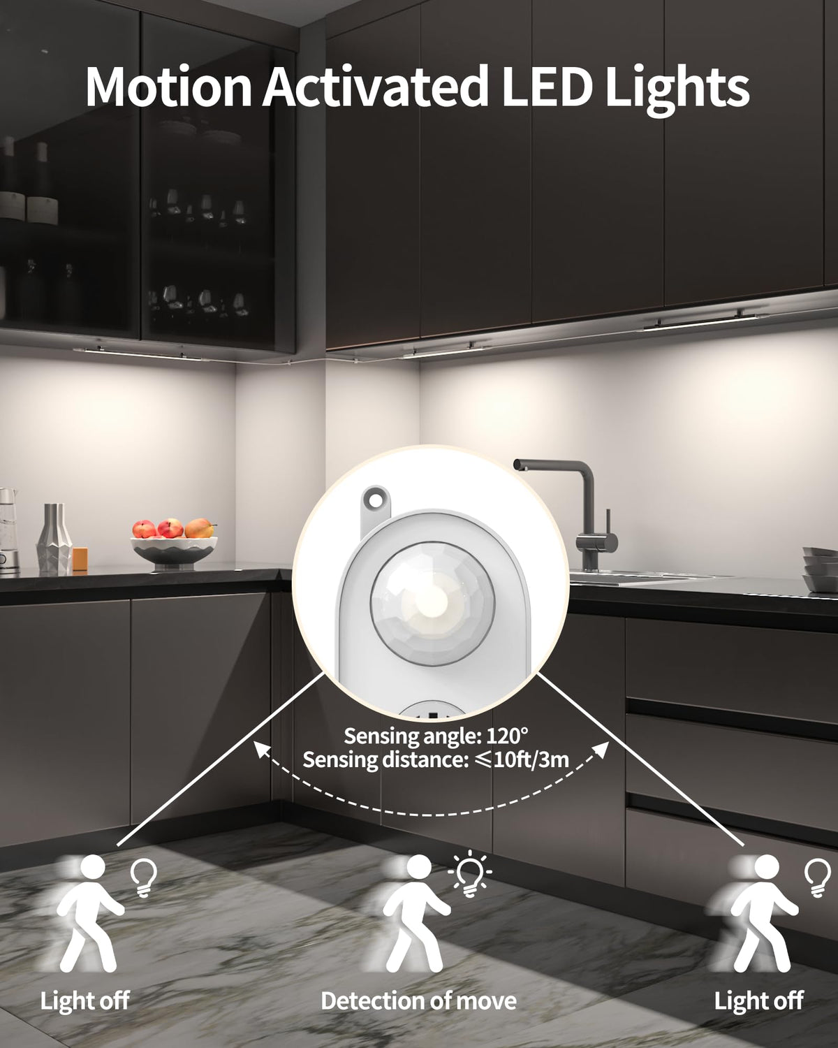Motion Sensor Dimmable Under Cabinet Lighting, 6000K 12-inch 3 Pack