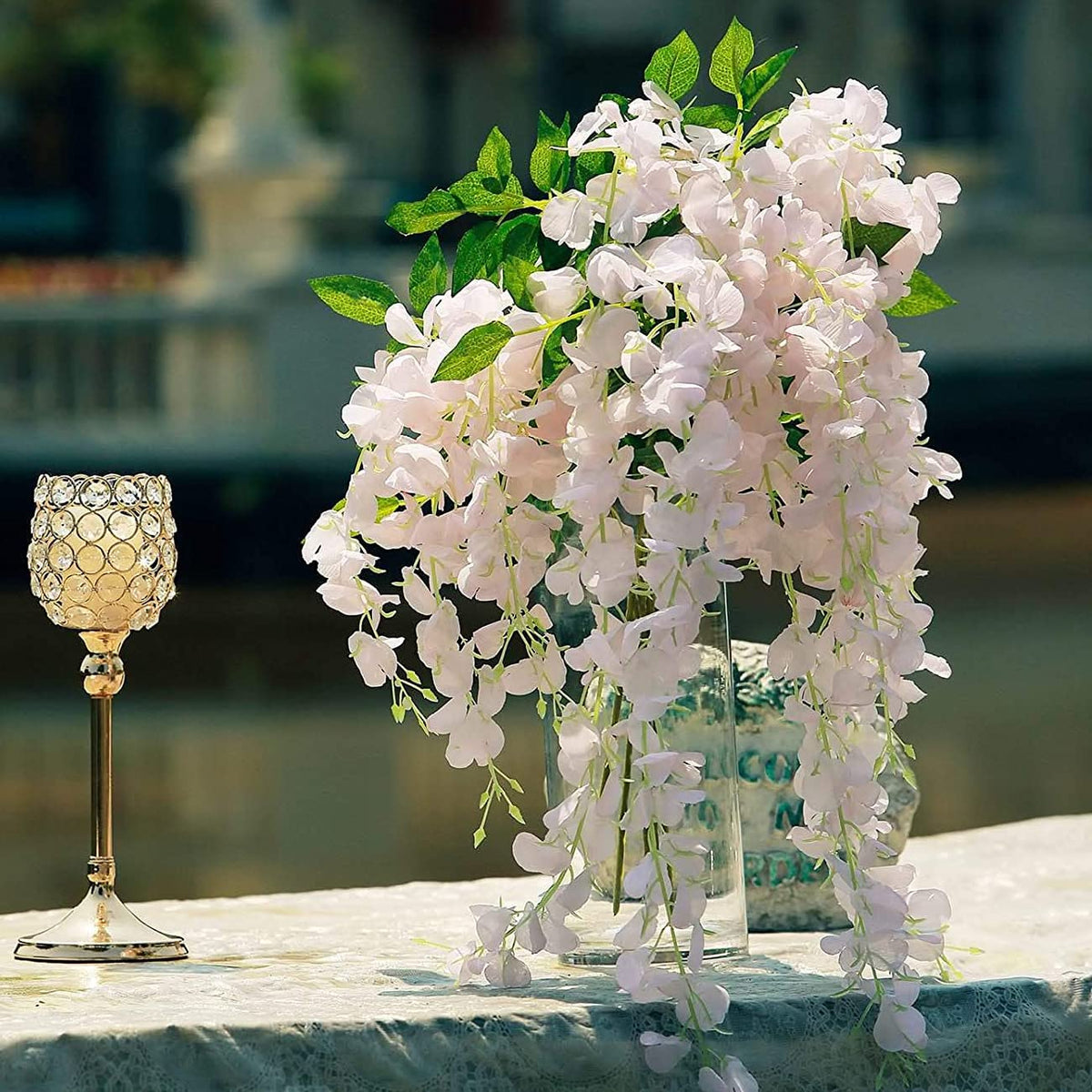 12 Pack Wisteria Flower Vines Garland, 3.75 Feet Artificial Flower Strings, Fake Hanging Flowers, Silk Wisteria