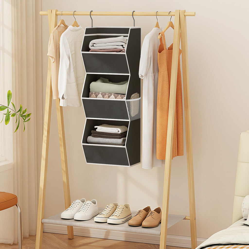 Hanging Closet Organizer Collapsible Bedroom Closet Organization, 3 Shelf