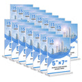 Acrylic Sign Holder, 5x7, 15 Pack Vertical Clear Table Menu Display, Double Sided, Plastic Stand, Suitable for