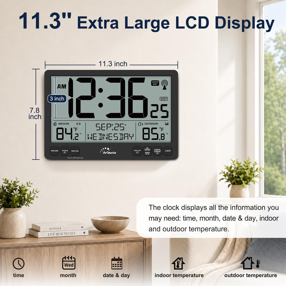Inspired Nelson Style Extra Large Atomic Wall Clock with Backlight, Battery Operated