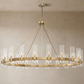 60" 20-Light Gold Large Wagon Wheel Glass Chandelier