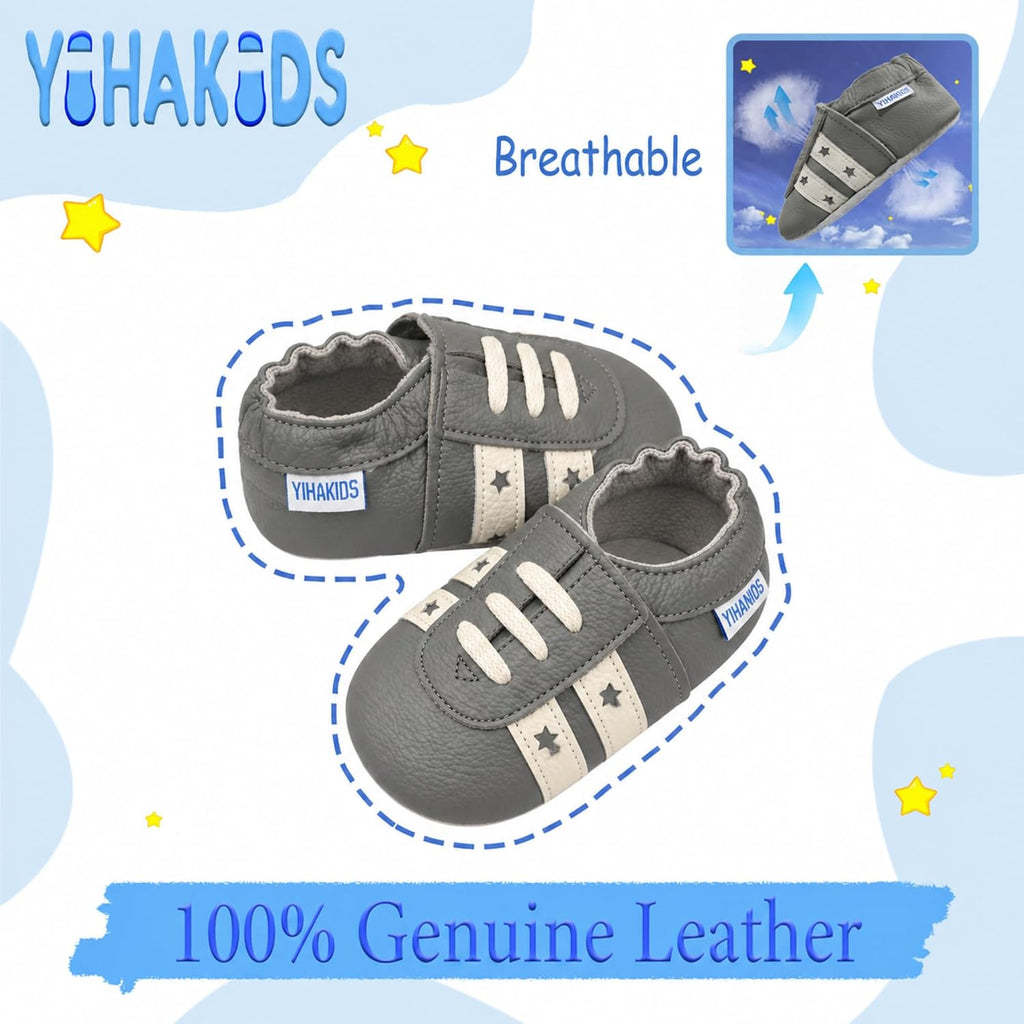 Baby Sneaker Moccasins Soft Leather Sporty Sole Infant Toddler