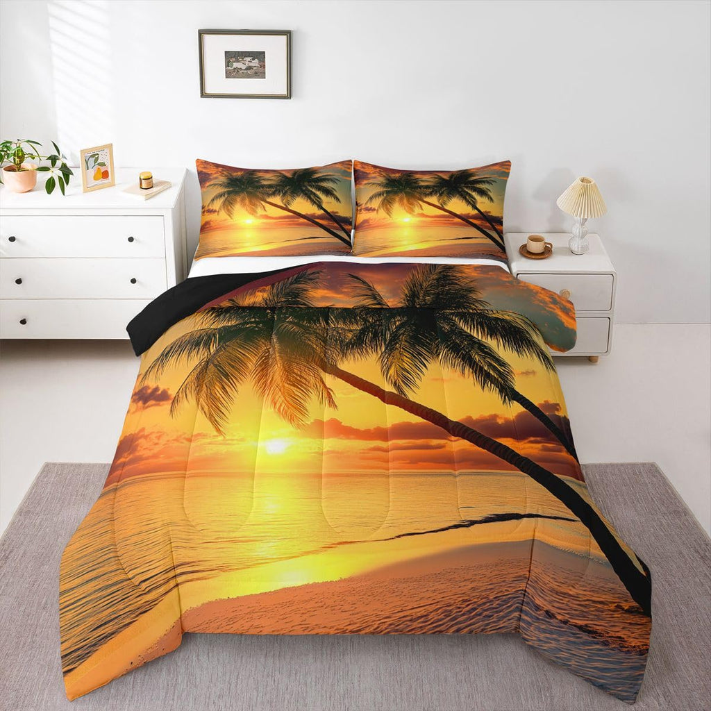 Ocean Beach Comforter Palm Tree Leaves Comforter Set