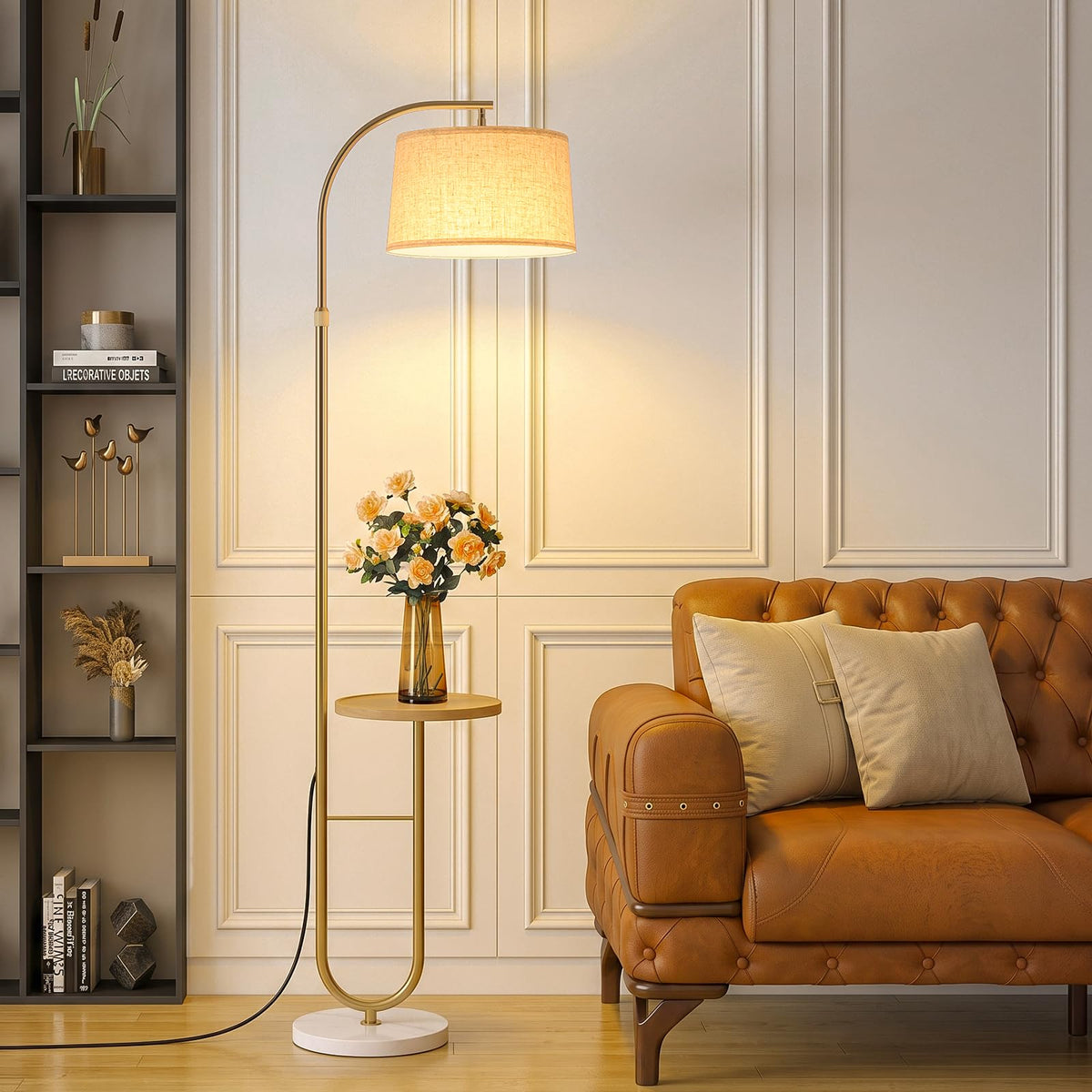 Inspired Arco Style 72" Arc Floor Lamp with Table & Rotating Head, Standing Lamp