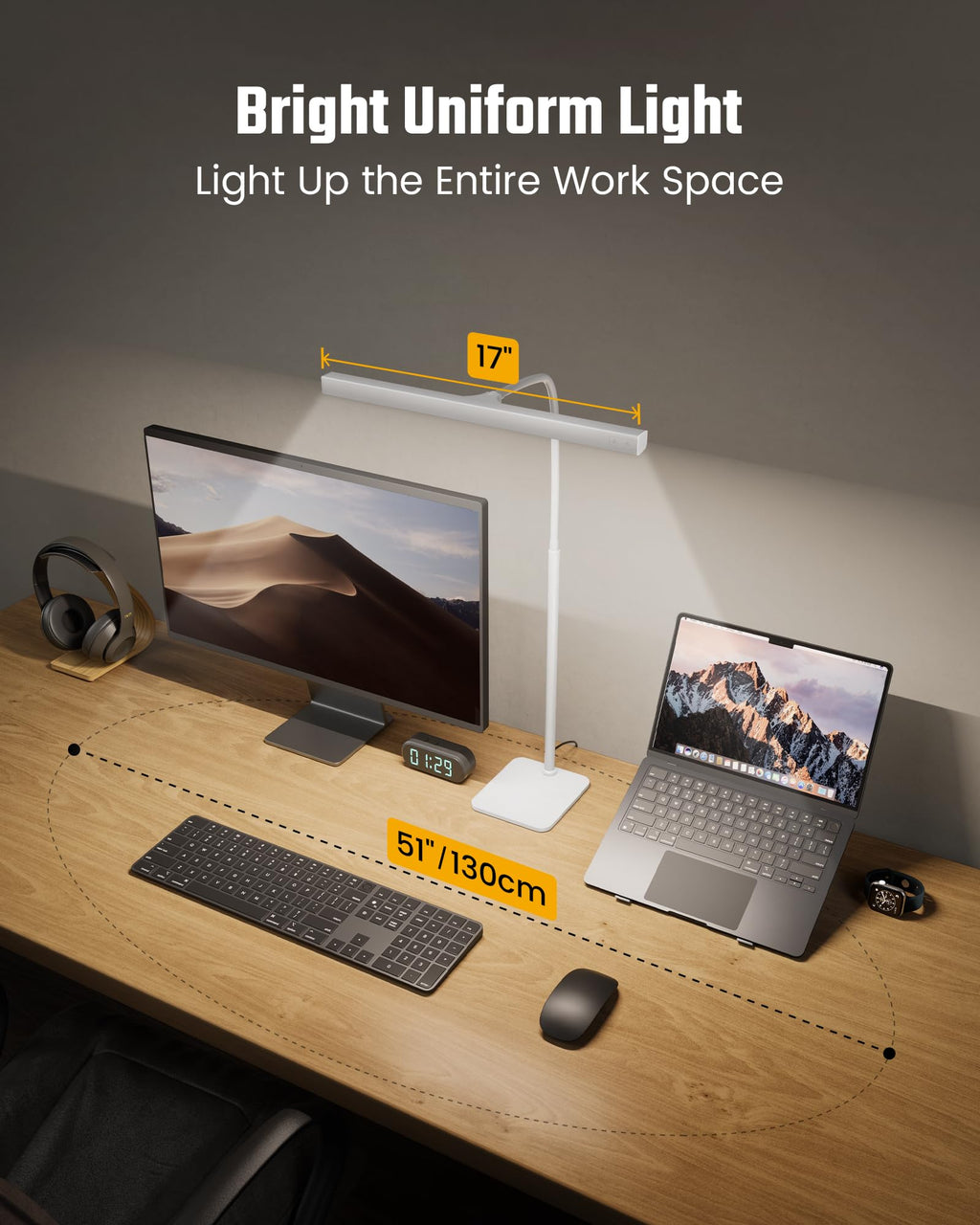 LED Desk Lamp, Eye-Caring Desk Light with Base