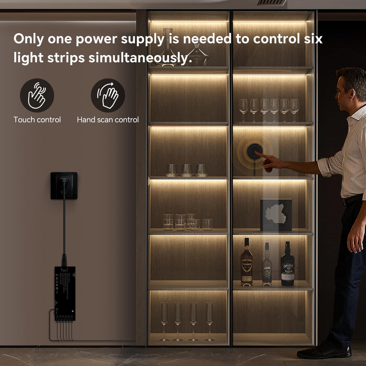 Touch Dimmable LED Under Cabinet Lighting 6PCS 12V 3.3Ft