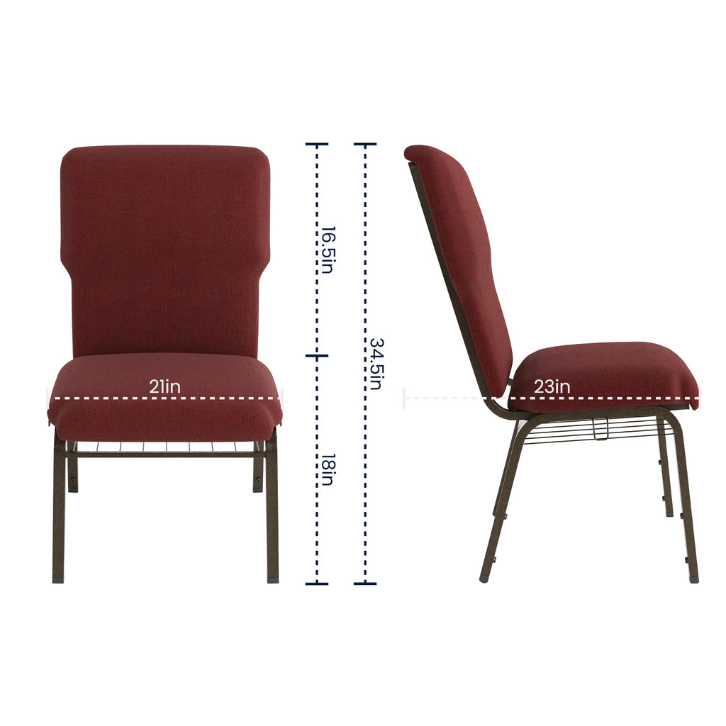 Advantage Maroon Discount Church Chair - 21 in. Wide
