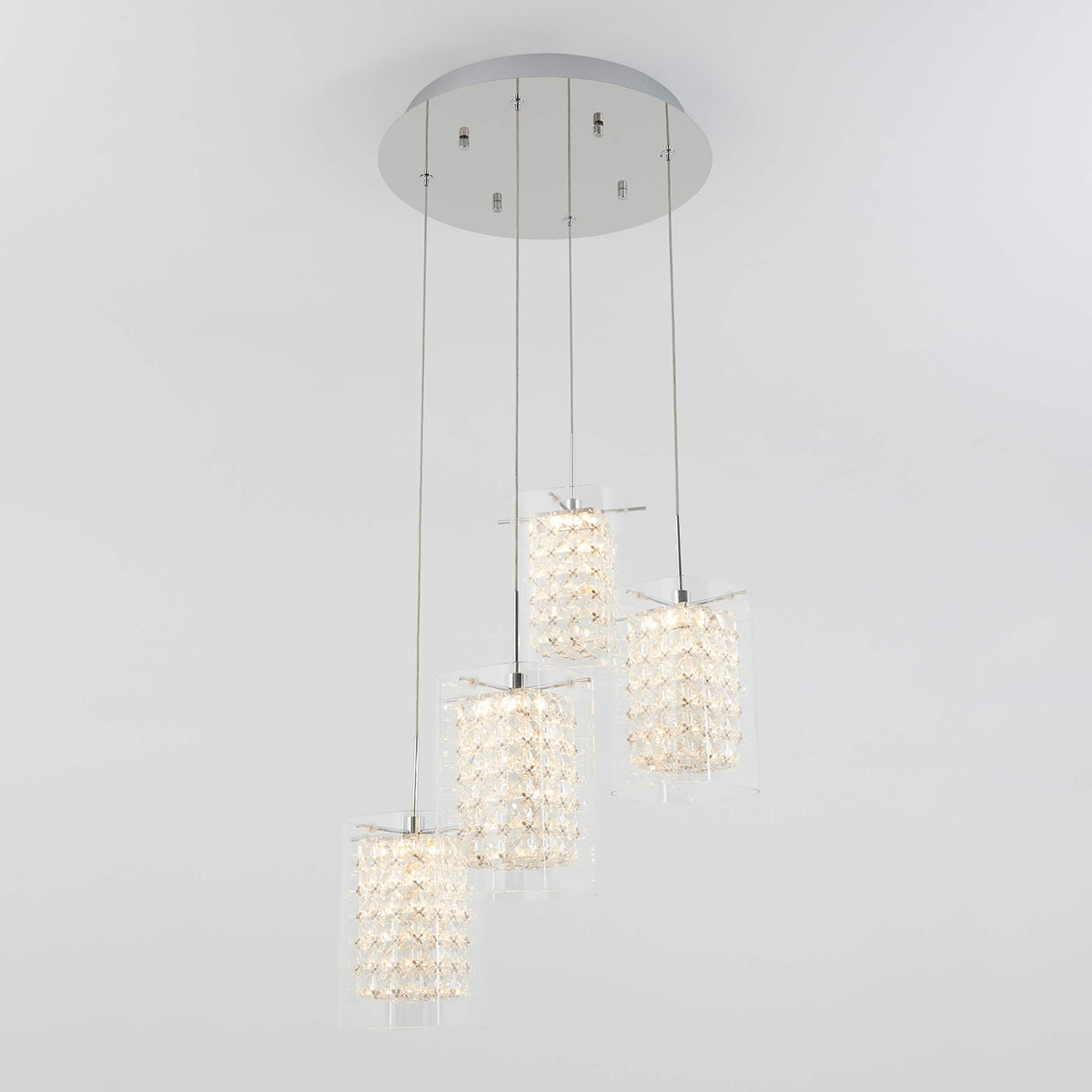 Inspired Nelson Style Bubble Cube Pendant Light, 4, Chrome