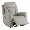 Genuine Leather Super Zero Gravity Power Recliner Chair, Light Gray