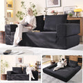 79'' Convertible Sleeper Sofa Bed, 3-in-1 Foldable Floor Couch with Corduroy Upholstery, No Assembly Loveseat, Light