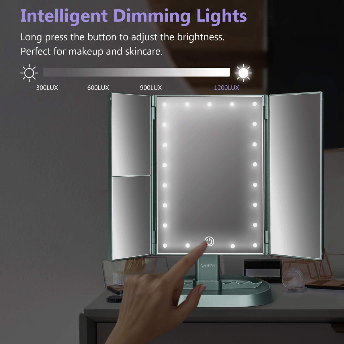 Trifold Lighted Vanity Makeup Mirror with 21 LED Lights