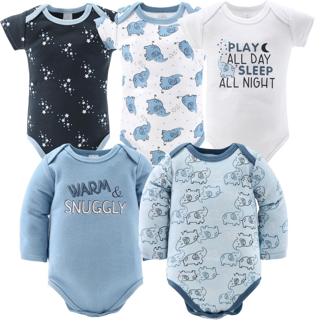 Baby Layette Gift Set for Boys - 30 Piece Layette Set, Newborn to 9 Months Baby Boy Clothes - Elephant Blue
