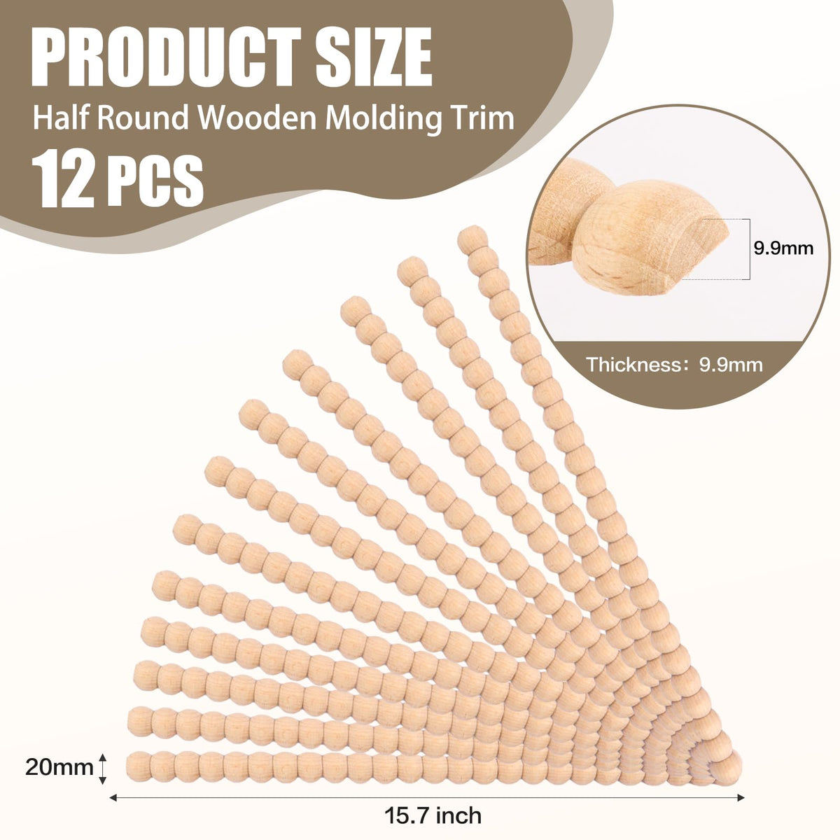 Wood Bobbin Trim Molding Beaded Wood Trim 15.7 Inch Long